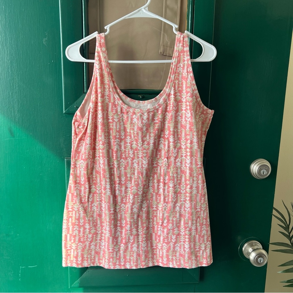 Maurices Coral and Cream Patterned Tank Top